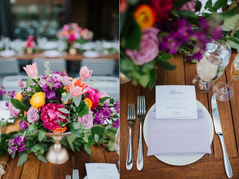 Wedding details, flowers, place setting
