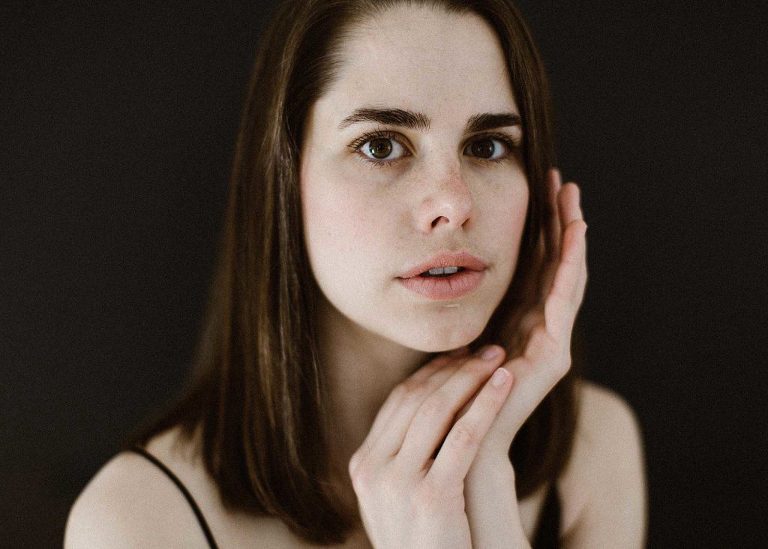 Hands and face portrait